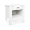 Crown Bedside Nightstand, 21", 1 Drawer and Compartment, White MDF