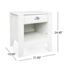 Crown Bedside Nightstand, 21", 1 Drawer and Compartment, White MDF