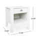 Crown Bedside Nightstand, 21", 1 Drawer and Compartment, White MDF