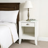 Crown Bedside Nightstand, 21", 1 Drawer and Compartment, White MDF