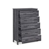 Sifa Tall Dresser Chest, 5 Drawers, Rustic Gray MDF, Black Handles