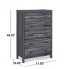 Sifa Tall Dresser Chest 5 Drawers Rustic Gray MDF Black Handles BM325998