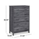 Sifa Tall Dresser Chest 5 Drawers Rustic Gray MDF Black Handles BM325998