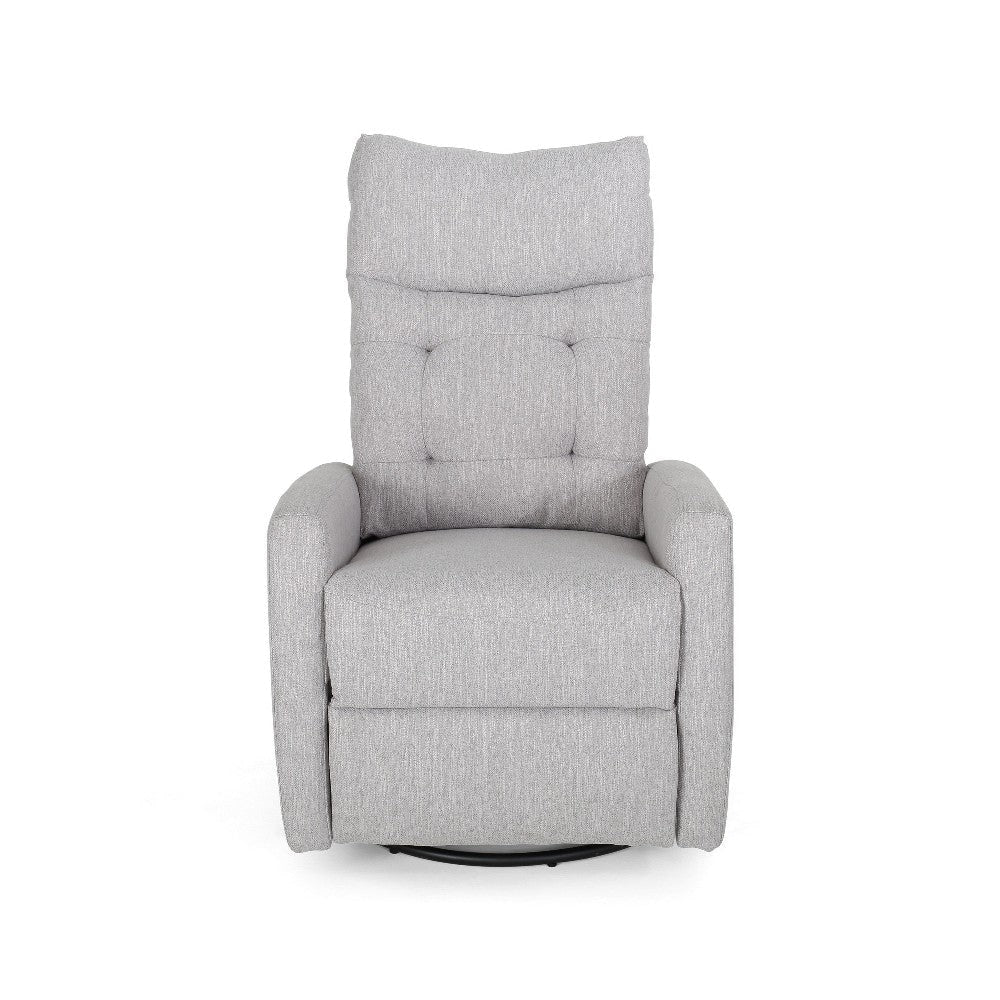 Manual Glider Swivel Recliner Chair Tufted Split Design Light Gray BM325999