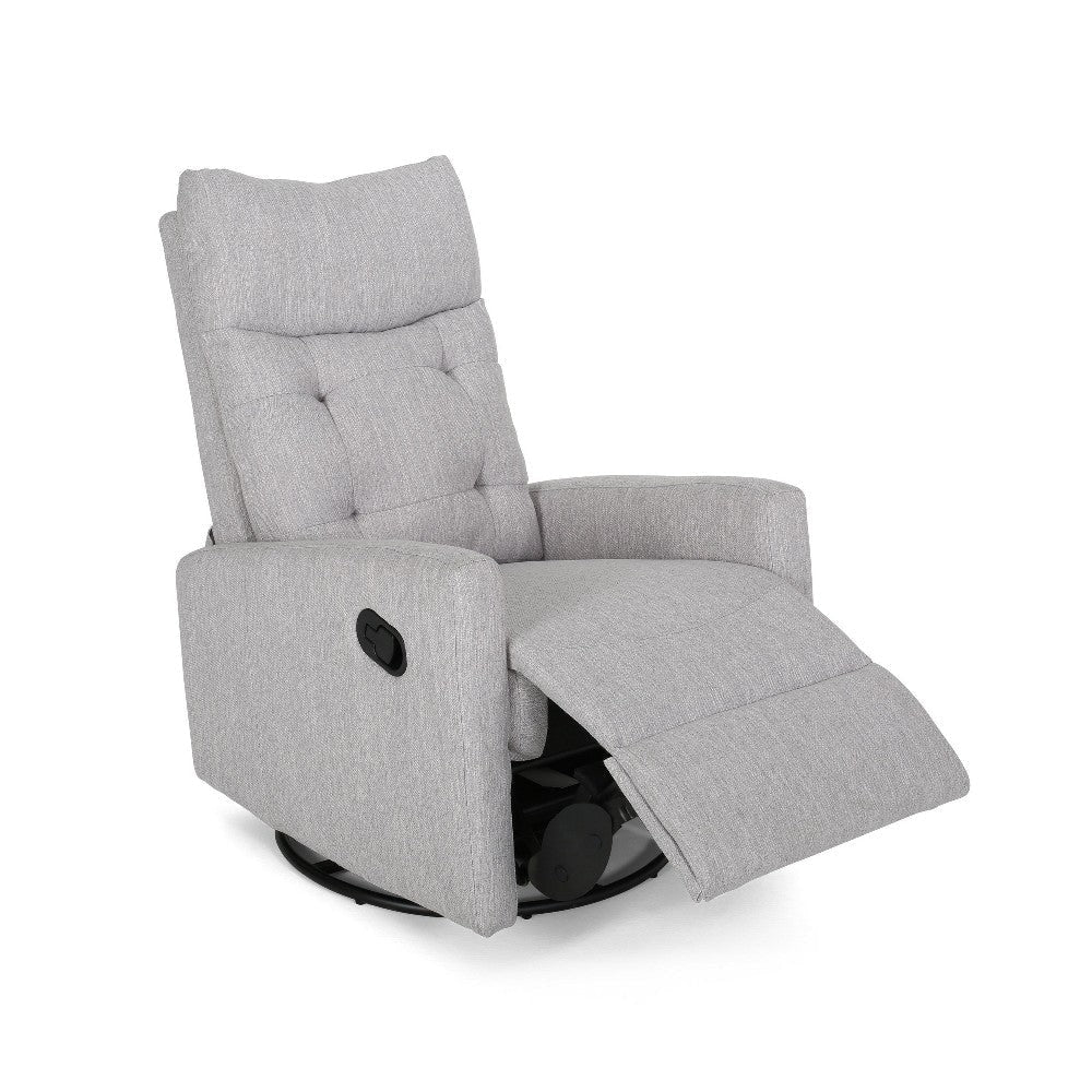 Manual Glider Swivel Recliner Chair Tufted Split Design Light Gray BM325999