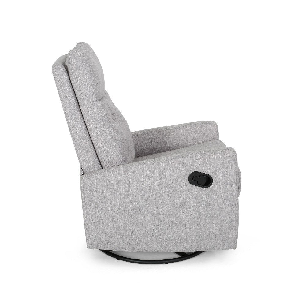 Manual Glider Swivel Recliner Chair Tufted Split Design Light Gray BM325999