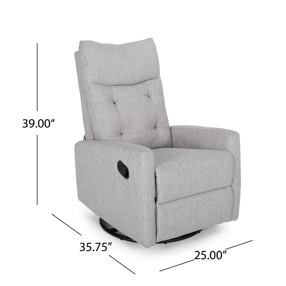 Manual Glider Swivel Recliner Chair Tufted Split Design Light Gray BM325999