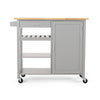 Alex Rolling Kitchen Bar Cart 3 Shelves 1 Cabinet Brown Wood Gray BM326000
