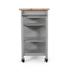 Alex Rolling Kitchen Bar Cart 3 Shelves 1 Cabinet Brown Wood Gray BM326000