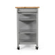 Alex Rolling Kitchen Bar Cart 3 Shelves 1 Cabinet Brown Wood Gray BM326000