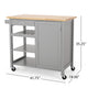 Alex Rolling Kitchen Bar Cart, 3 Shelves, 1 Cabinet, Brown Wood, Gray