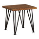 Zion Outdoor Accent Table, 18" Square, Black Hairpin Legs, Brown Wood
