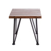 Zion Outdoor Accent Table 18’’ Square Black Hairpin Legs Brown Wood BM326001