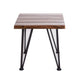 Zion Outdoor Accent Table, 18" Square, Black Hairpin Legs, Brown Wood