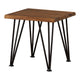 Zion Outdoor Accent Table, 18" Square, Black Hairpin Legs, Brown Wood