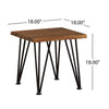 Zion Outdoor Accent Table, 18" Square, Black Hairpin Legs, Brown Wood