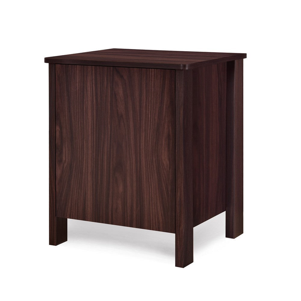 Bedside Nightstand 2 Drawers Classic Faux Wood Dark Cherry Brown BM326002