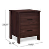 Bedside Nightstand 2 Drawers Classic Faux Wood Dark Cherry Brown BM326002