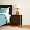 Bedside Nightstand 2 Drawers Classic Faux Wood Dark Cherry Brown BM326002