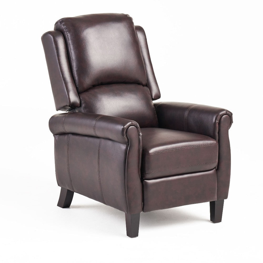 Manual Recliner Lounge Chair Burgundy Brown Faux Leather Upholstery BM326003