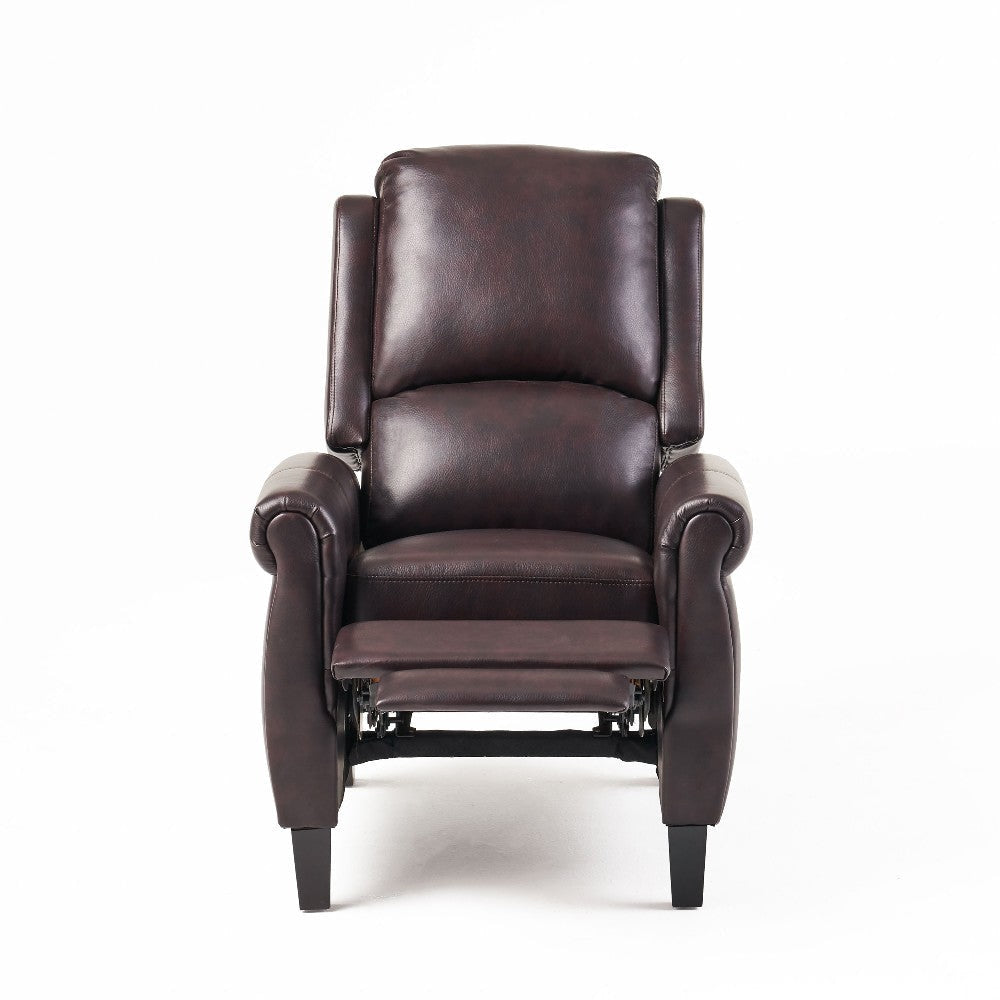 Manual Recliner Lounge Chair Burgundy Brown Faux Leather Upholstery BM326003