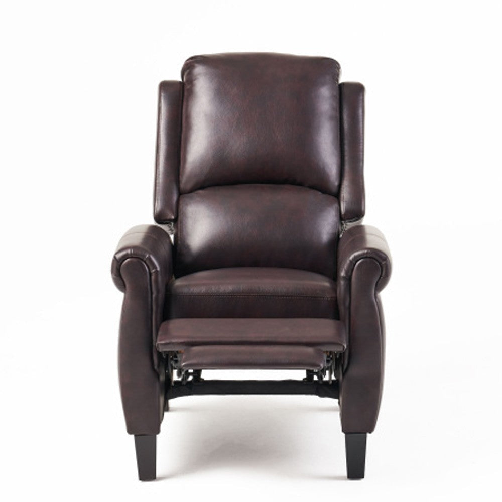 Manual Recliner Lounge Chair Burgundy Brown Faux Leather Upholstery BM326003