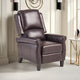 Manual Recliner Lounge Chair, Burgundy Brown Faux Leather Upholstery