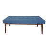Lam Accent Ottoman Bench, 44", Button Tufted Design, Blue Cushion Seat