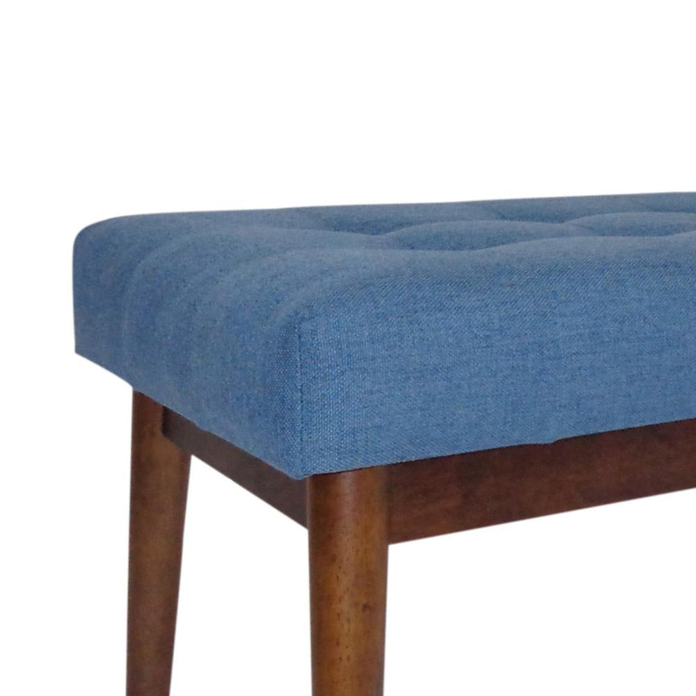 Lam Accent Ottoman Bench 44’’ Button Tufted Design Blue Cushion Seat BM326004