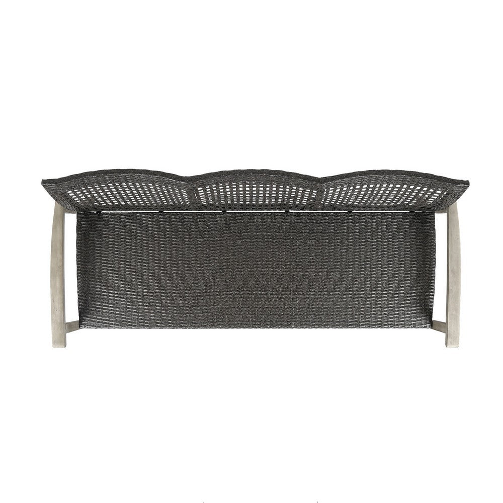 Bops Outdoor Sofa, Gray PE Woven Weaving, Coastal Acacia Wood Frame