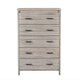 Sifa Tall Dresser Chest, 5 Drawers, Rustic Oak Gray MDF, Black Handles