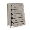 Sifa Tall Dresser Chest, 5 Drawers, Rustic Oak Gray MDF, Black Handles