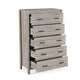 Sifa Tall Dresser Chest, 5 Drawers, Rustic Oak Gray MDF, Black Handles
