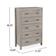 Sifa Tall Dresser Chest, 5 Drawers, Rustic Oak Gray MDF, Black Handles