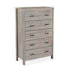Sifa Tall Dresser Chest, 5 Drawers, Rustic Oak Gray MDF, Black Handles