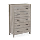 Sifa Tall Dresser Chest, 5 Drawers, Rustic Oak Gray MDF, Black Handles