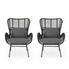 Slay Outdoor Accent Chair Set of 2 25’’ Frame Gray Woven Rattan Iron BM326008