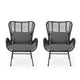 Slay Outdoor Accent Chair Set of 2 25’’ Frame Gray Woven Rattan Iron BM326008