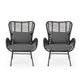 Slay Outdoor Accent Chair Set of 2, 25" Frame, Gray Woven Rattan, Iron