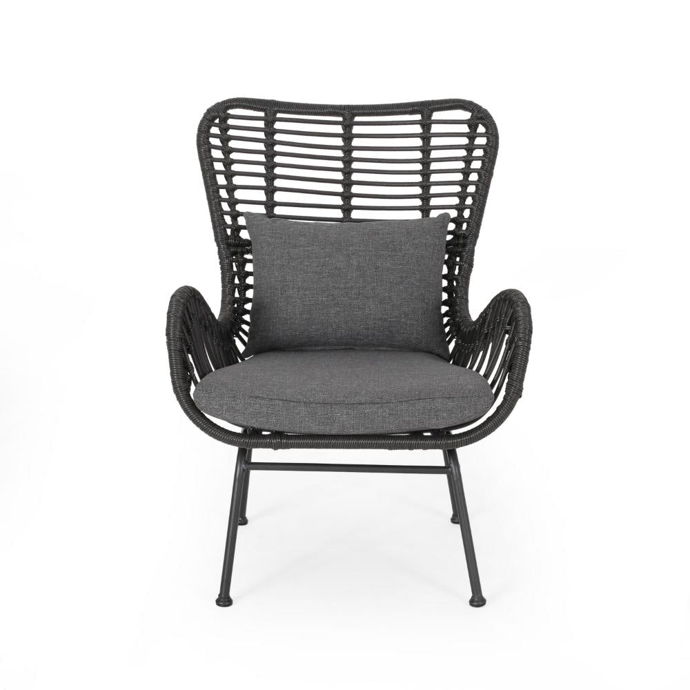 Slay Outdoor Accent Chair Set of 2 25’’ Frame Gray Woven Rattan Iron BM326008