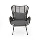 Slay Outdoor Accent Chair Set of 2 25’’ Frame Gray Woven Rattan Iron BM326008