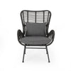 Slay Outdoor Accent Chair Set of 2, 25" Frame, Gray Woven Rattan, Iron