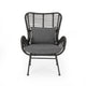 Slay Outdoor Accent Chair Set of 2, 25" Frame, Gray Woven Rattan, Iron