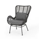 Slay Outdoor Accent Chair Set of 2, 25" Frame, Gray Woven Rattan, Iron