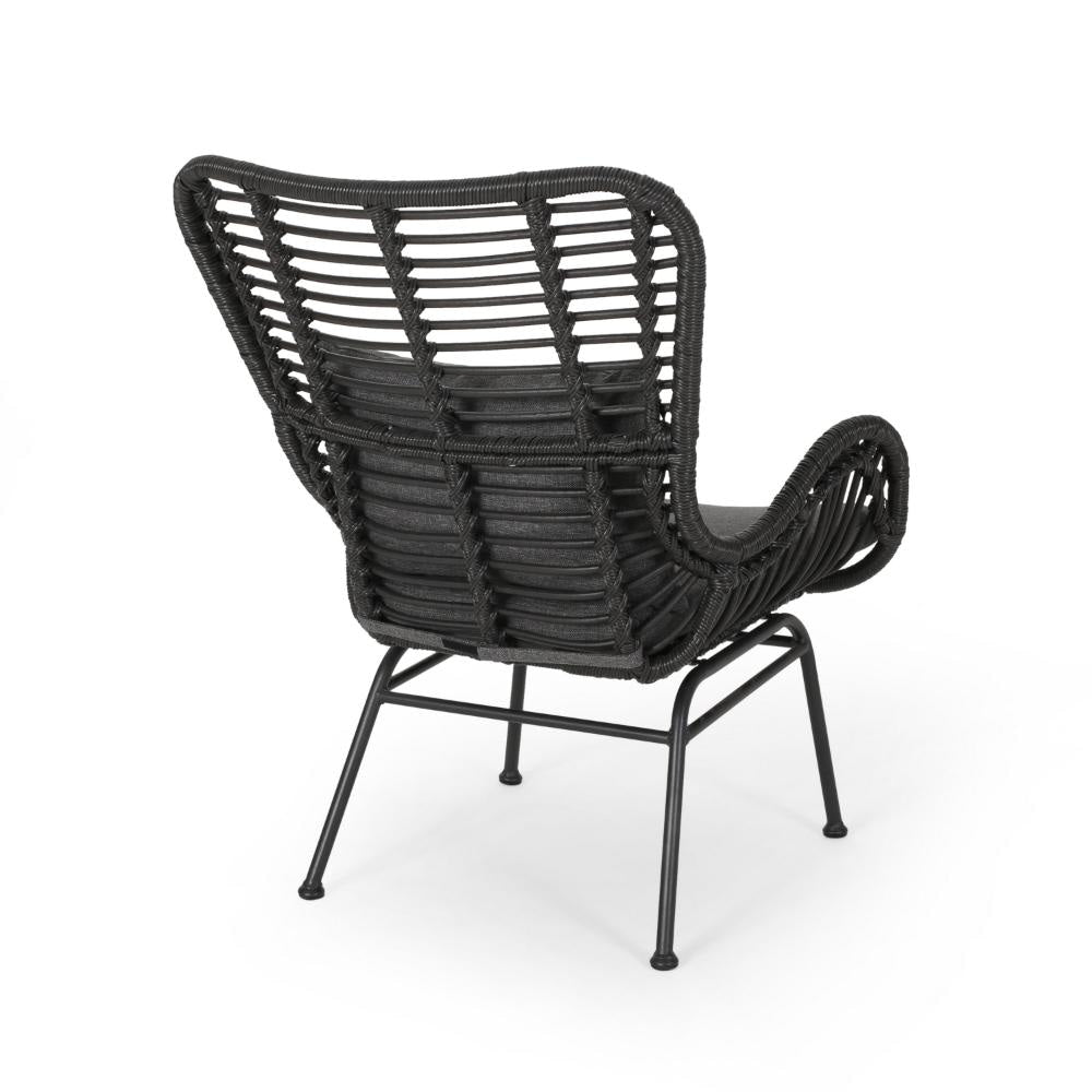 Slay Outdoor Accent Chair Set of 2 25’’ Frame Gray Woven Rattan Iron BM326008