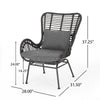 Slay Outdoor Accent Chair Set of 2 25’’ Frame Gray Woven Rattan Iron BM326008