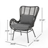 Slay Outdoor Accent Chair Set of 2, 25" Frame, Gray Woven Rattan, Iron