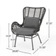 Slay Outdoor Accent Chair Set of 2, 25" Frame, Gray Woven Rattan, Iron