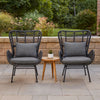 Slay Outdoor Accent Chair Set of 2, 25" Frame, Gray Woven Rattan, Iron