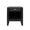 Crown Bedside Nightstand 21’’ 1 Drawer and Open Shelf Black MDF BM326009